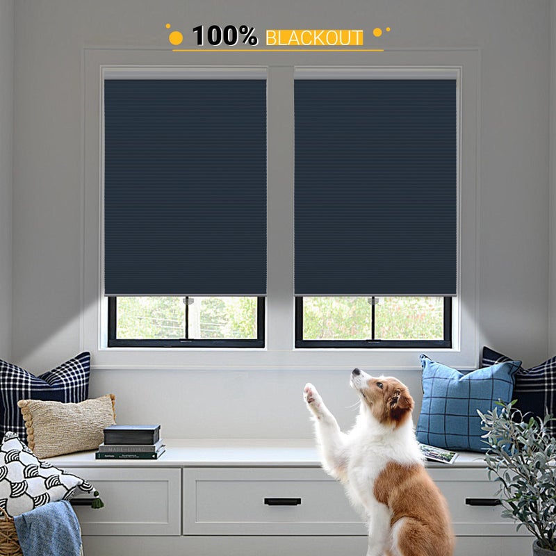 SBARTAR Cordless Cellular Shades Blackout Honeycomb Blinds for Windows Inside & Outside Mount 36" W x 64" H, Ocean Blue(Blackout) - Image 4